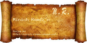 Minich Román névjegykártya